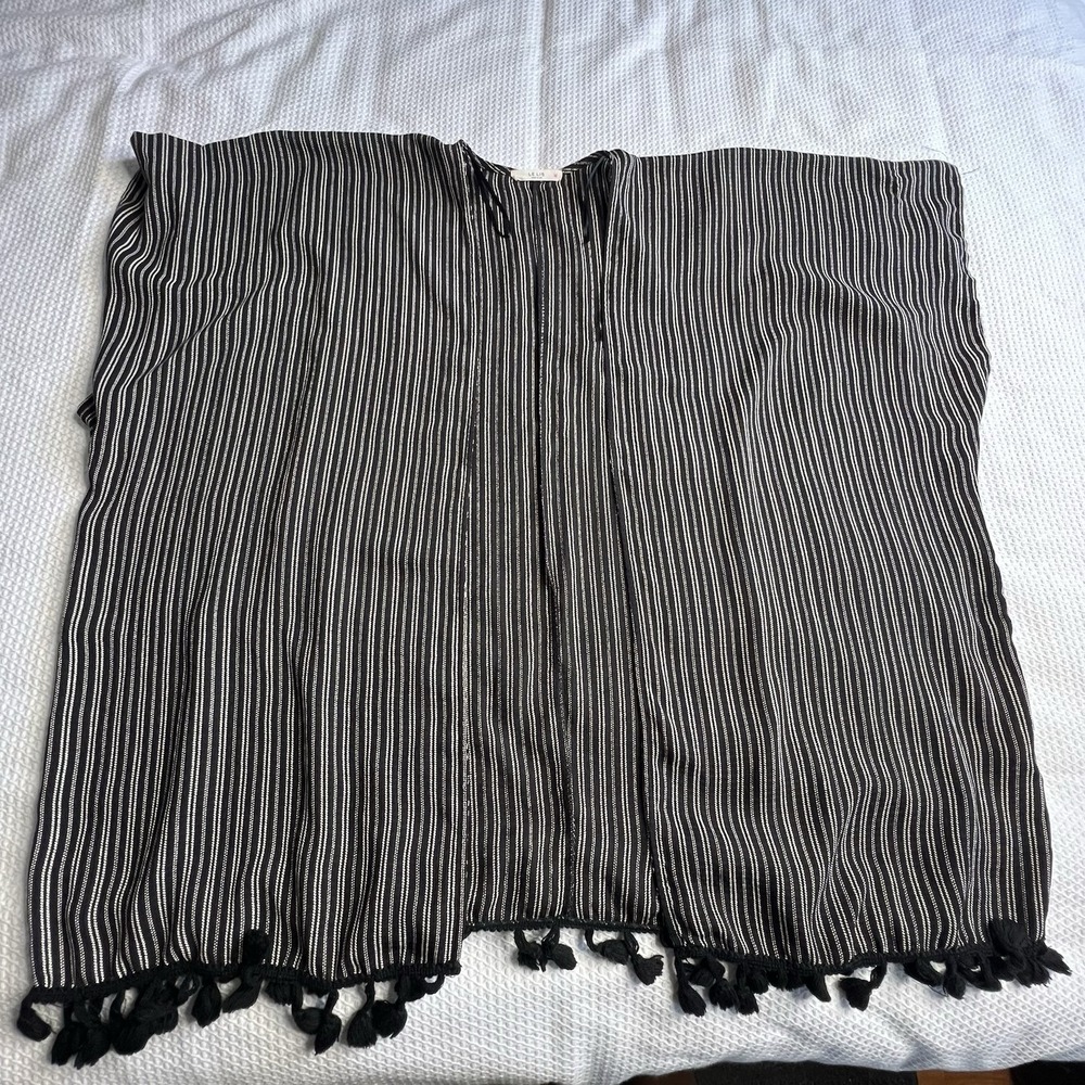 Le Lis Womens Large Striped Kaftan Kimono with Tassel Trim Cover Up Open Front‎